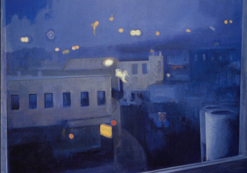 <em> Night from my window,</em>  36x48,  oil on canvas, 2014