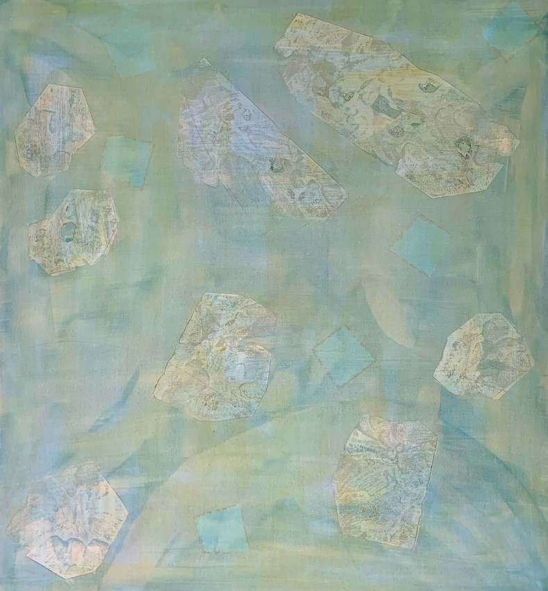 Flotsam 1, 45x33 inches, combined media on canvas, 2022