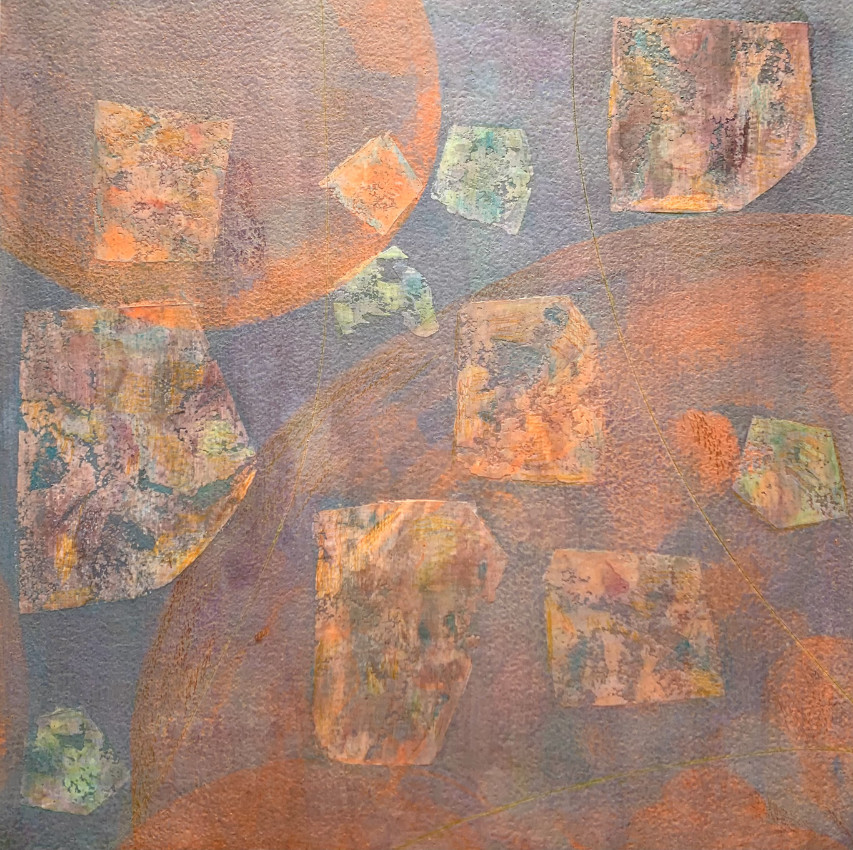 The Brunt of It, 14x14 inches, combined media on wood, 2022