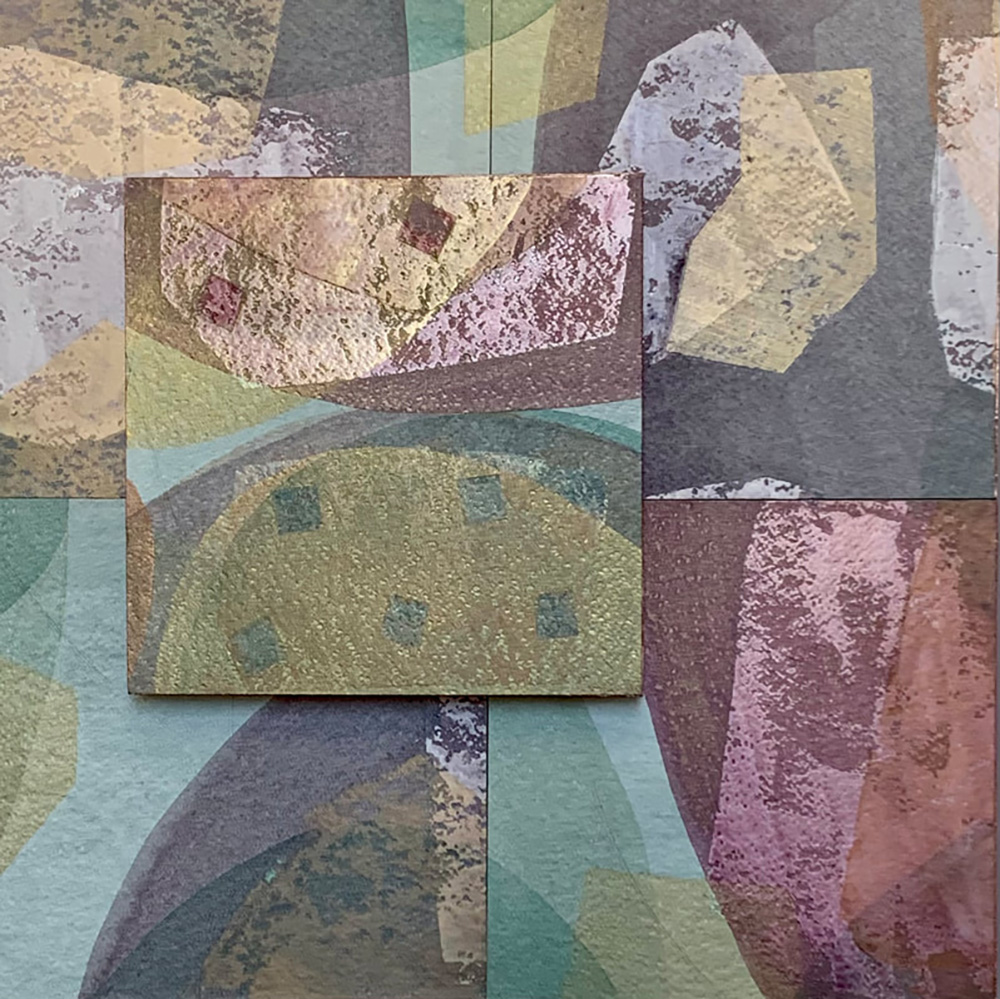 The Elegance of Purple, 17x17 inches, combined media on wood, 2022