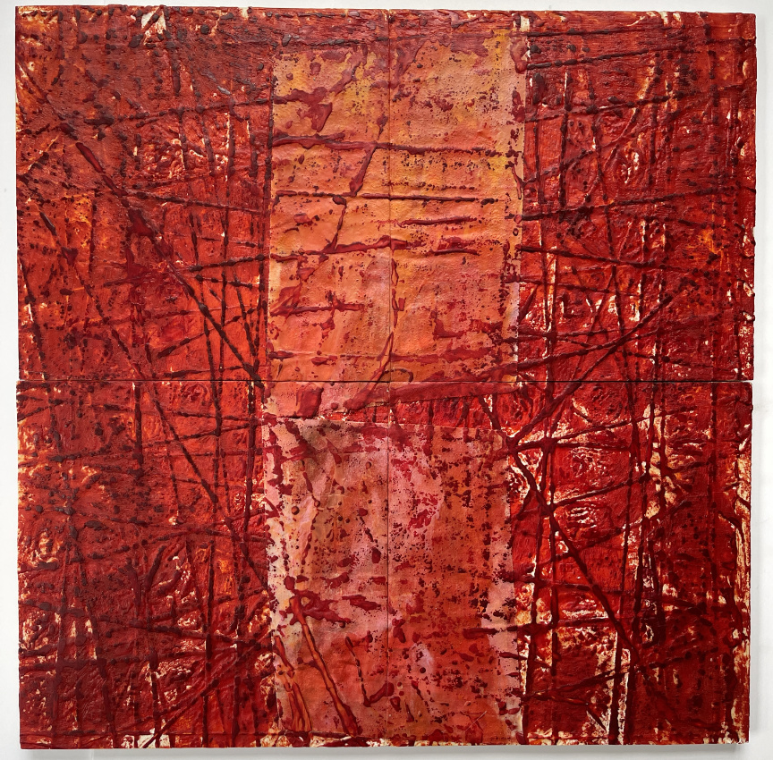 "Icarus", 2025, Encaustic, 24x24 inches