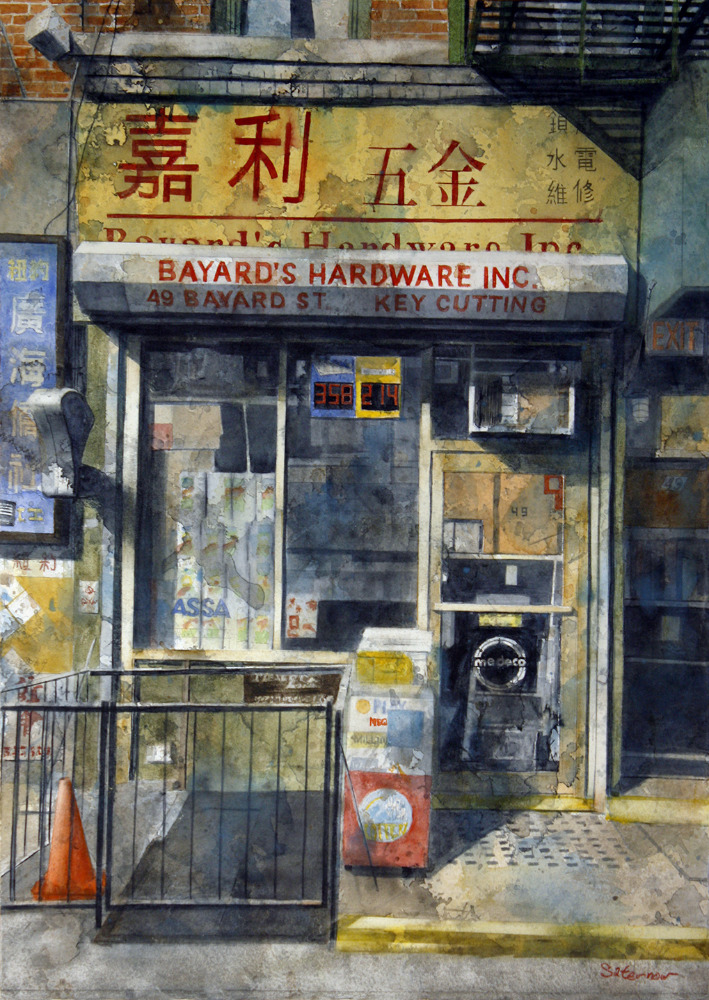 "Bayard's Hardware, Chinatown", 21x15 inches, 2025