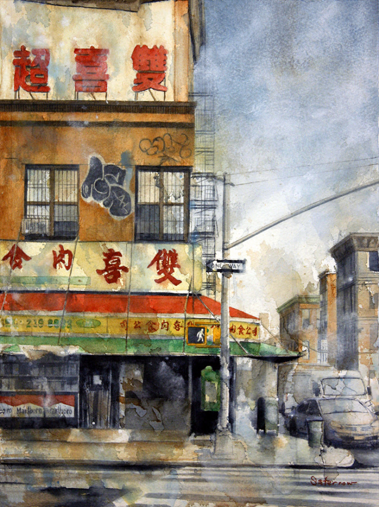"Grand Advance Supermarket, Grand & Forsyth", 15x11 inches, 2023
