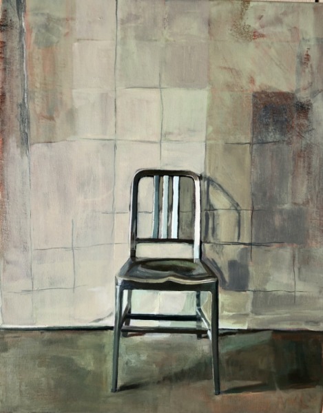 <em>Navy Chair II, (from the front)</em>, 20 x 16 inches, oil on canvas, 2021