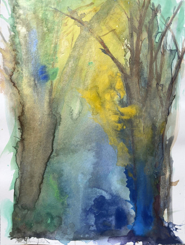 Forest Transformed, 12 x 9 inches, Bombay and Iridescent Inks, 2023